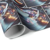 Neon muzieknoten op Platenspeler Cadeaupapier (Rol Hoek)