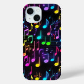 Neon Muzieknoten op zwart Case-Mate iPhone Case (Achterkant)