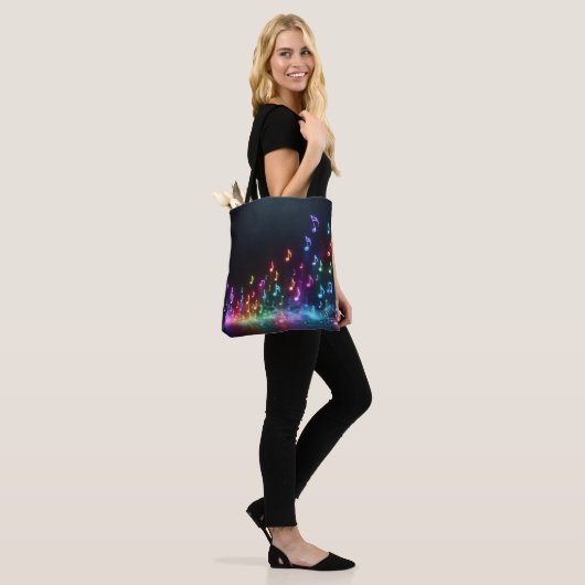 Neon muzieknoten tote bag (Op model)