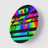 neon-muzieknotitie en barklok ronde klok (Hoek)