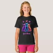 Neon Mystic Cats – Custom Name Psychedelic T-Shirt (Voorkant volledig)