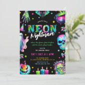 Neon Nachtmerrie Halloween Feest Kaart (Staand voorkant)