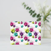 Neon Nail Pools patroon Feestdagenkaart (Staand voorkant)