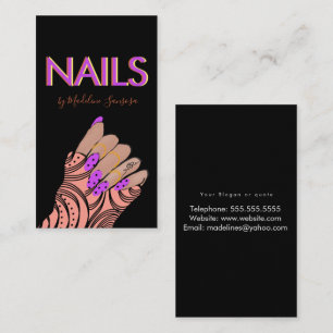 Neon Nail Tech Triple Lettering Hands Visitekaartje
