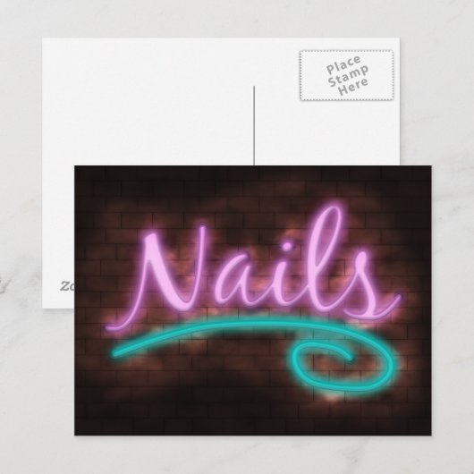 Neon Nails-bord Briefkaart (Voorkant / Achterkant)