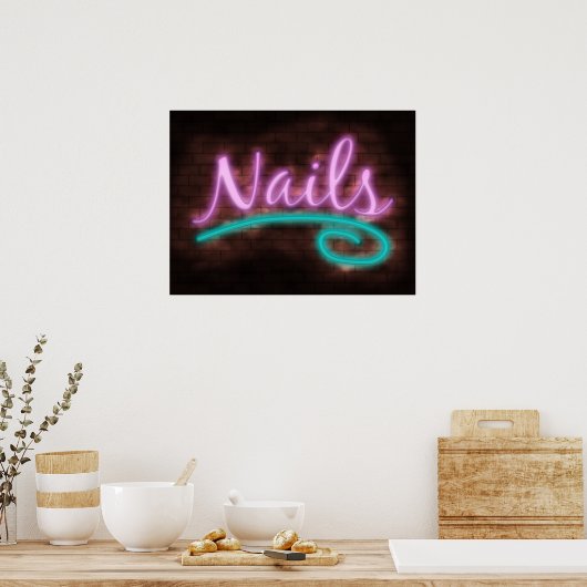 Neon Nails-bord Poster (Keuken)