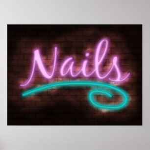 Neon Nails-bord Poster