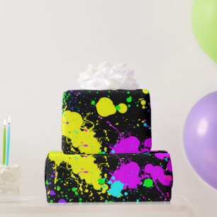 Neon, namaak glow in the dark, Paint Splatter Cadeaupapier