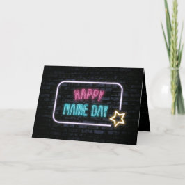 Neon Name Day Marquee op brick Kaart