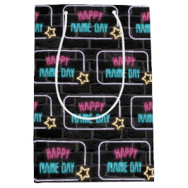 Neon Name Day Sign On Brick Medium Cadeauzakje