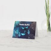 Neon & Navy Blue Axolotl Onderwater Boy Verjaardag Bedankkaart (Voorkant)