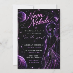 Neon Nebula 21e Verjaardagsfeest Kaart