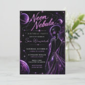 Neon Nebula 21e Verjaardagsfeest Kaart (Staand voorkant)
