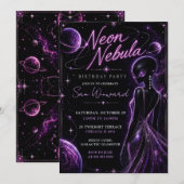 Neon Nebula 21e Verjaardagsfeest Kaart (Voorkant / Achterkant)