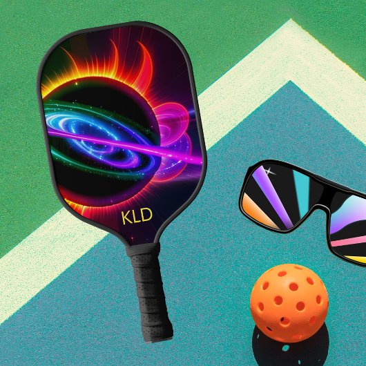 Neon Nebula met monogram Pickleball Paddle