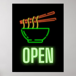 Neon Neondle Bowl Open Sign Poster
