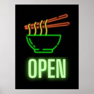 Neon Neondle Bowl Open Sign Poster