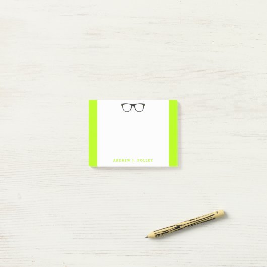Neon Nerdy Black Glasses Custom Post-It Post-it® Notes (Op bureau)