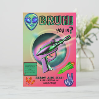 Neon Nerf Battle Dart Gun Game Birthday Boy Kaart