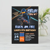 Neon Nerf Battle Dart Pistool Game Verjaardagsjong Kaart (Staand voorkant)