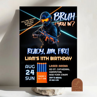 Neon Nerf Battle Dart Pistool Game Verjaardagsjong Kaart