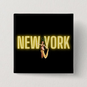 Neon New York en schoonheden Vierkante Button 5,1 Cm