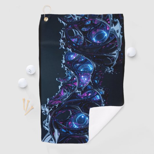 Neon Nexus: verweven techno-organische structuur Golfhanddoek (Insitu)