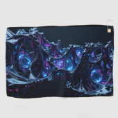 Neon Nexus: verweven techno-organische structuur Golfhanddoek (Horizontaal)