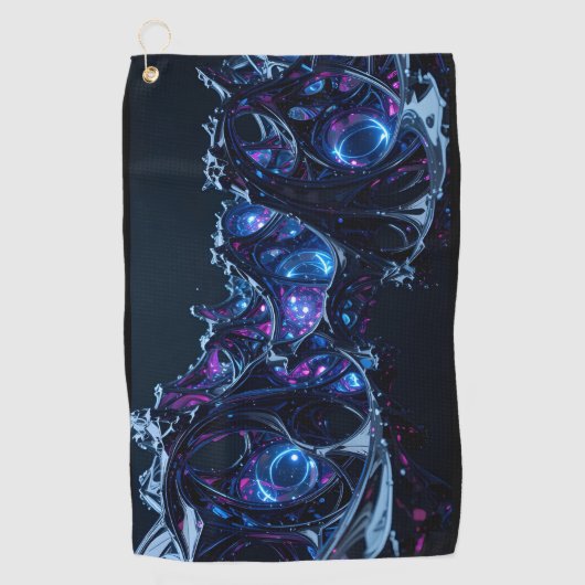 Neon Nexus: verweven techno-organische structuur Golfhanddoek (Voorkant)