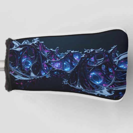 Neon Nexus: verweven techno-organische structuur Golfheadcover (Voorkant)