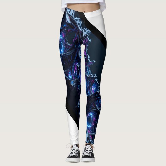 Neon Nexus: verweven techno-organische structuur Leggings (Voorkant)
