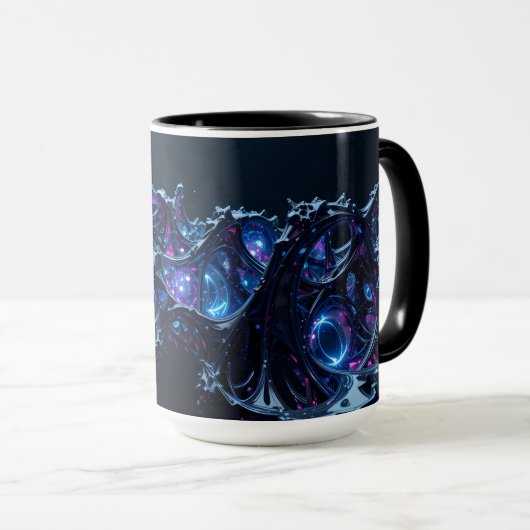 Neon Nexus: verweven techno-organische structuur Mok (Voorkant rechts)