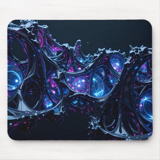 Neon Nexus: verweven techno-organische structuur Muismat (Voorkant)