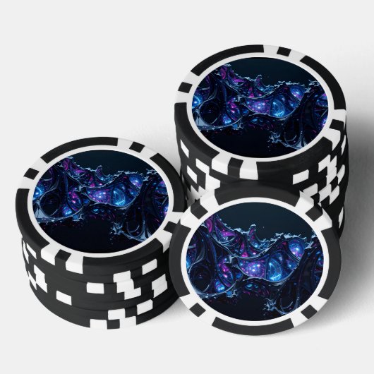 Neon Nexus: verweven techno-organische structuur Poker Chips (Opstapeling)