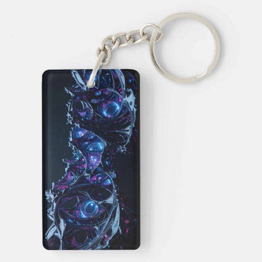 Neon Nexus: verweven techno-organische structuur Sleutelhanger (achterkant)