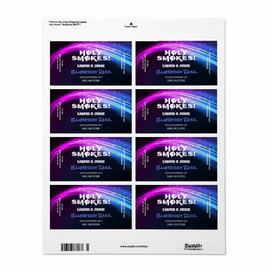 Neon Nicotine Vape E Juice Labels (Full Sheet)