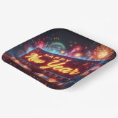 Neon Nieuwjaar Billboard Papieren Bordje (Gebogen)