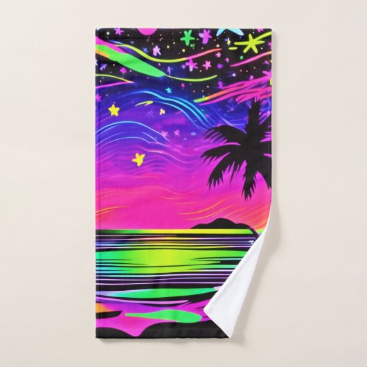Neon Night Beachscape Bad Handdoek (Handdoek)