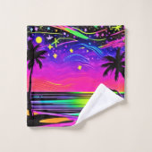 Neon Night Beachscape Bad Handdoek (Wasdoekje)
