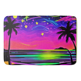 Neon Night Beachscape Badmat