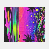 Neon Night Beachscape Fleece Deken (Voorkant (Horizontaal))
