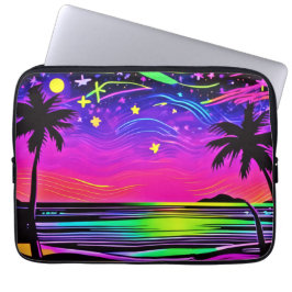 Neon Night Beachscape Laptop Sleeve