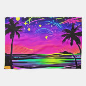 Neon Night Beachscape Theedoek (Horizontaal)