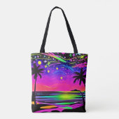 Neon Night Beachscape Tote Bag (Achterkant)