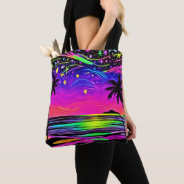 Neon Night Beachscape Tote Bag