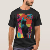 Neon Night Cat – Psychedelic T-shirt (Voorkant)