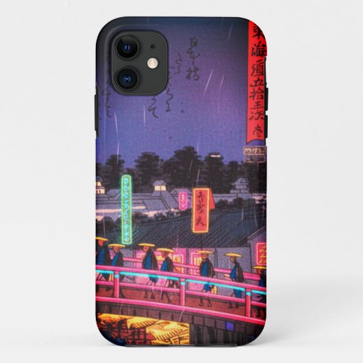 Neon Night Edo: Cyberpunk Nihonbashi & Mount Fuji Case-Mate iPhone Case (Achterkant)