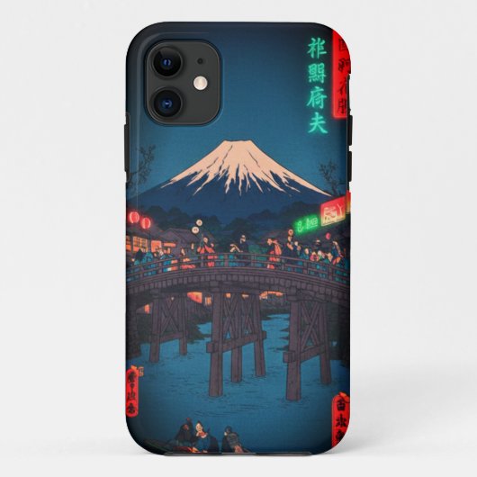 Neon Night Edo: Cyberpunk Nihonbashi & Mount Fuji Case-Mate iPhone Case (Achterkant)