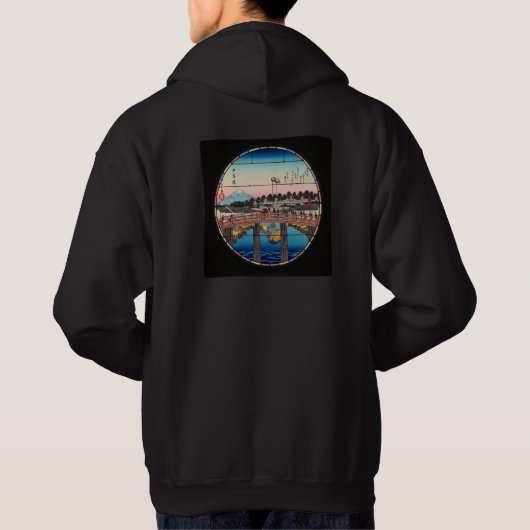 Neon Night Edo: Cyberpunk Nihonbashi & Mount Fuji Hoodie (Achterkant)