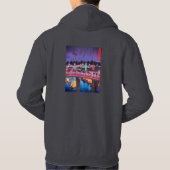 Neon Night Edo: Cyberpunk Nihonbashi & Mount Fuji Hoodie (Achterkant)